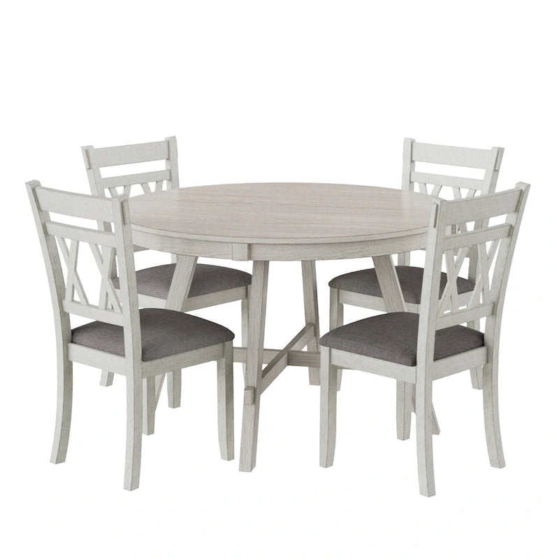 Chaises de salle à manger en bois massif, assises rembourrées en lin, ensembles de chaises de cuisine (2/4/6 chaises)