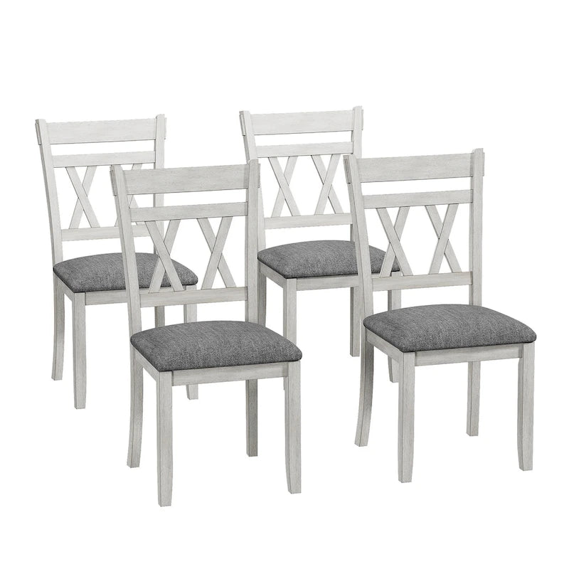 Chaises de salle à manger en bois massif, assises rembourrées en lin, ensembles de chaises de cuisine (2/4/6 chaises)