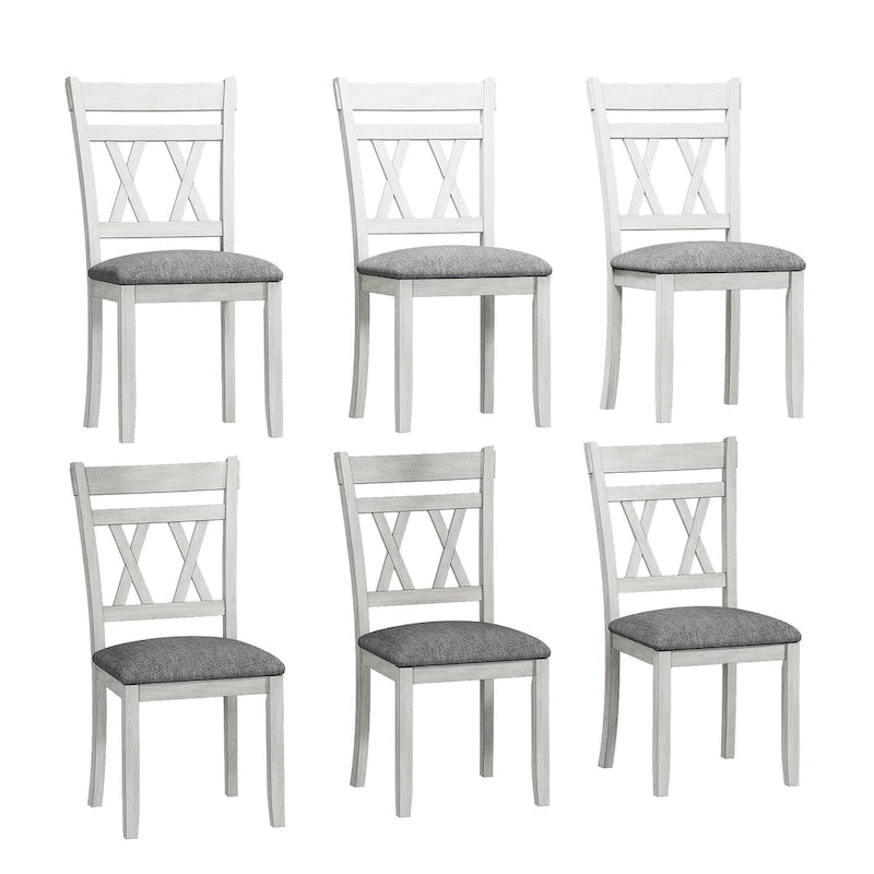 Chaises de salle à manger en bois massif, assises rembourrées en lin, ensembles de chaises de cuisine (2/4/6 chaises)