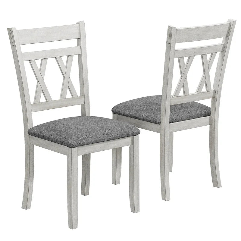 Chaises de salle à manger en bois massif, assises rembourrées en lin, ensembles de chaises de cuisine (2/4/6 chaises)