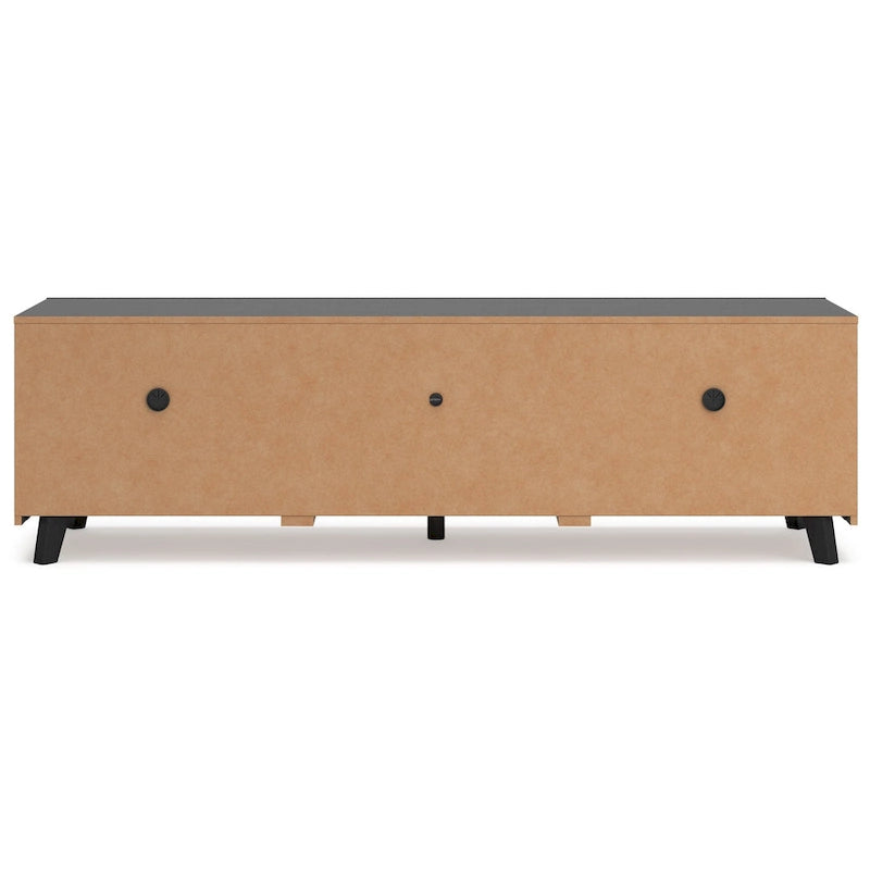 Meuble TV grand format, 4 étagères, finition grain de bois noir, 183 cm