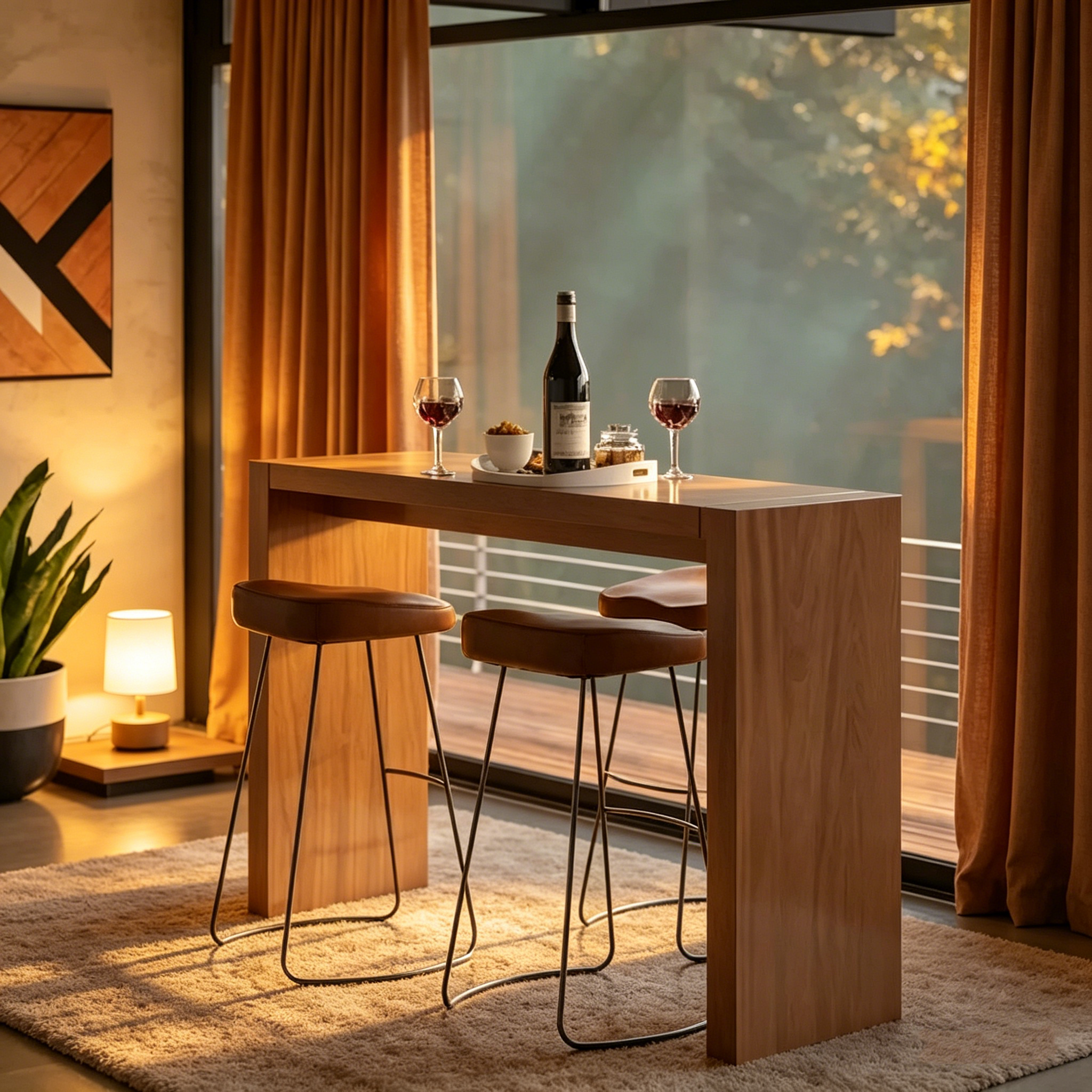 Table de bar de salle à manger en bois laqué MDF