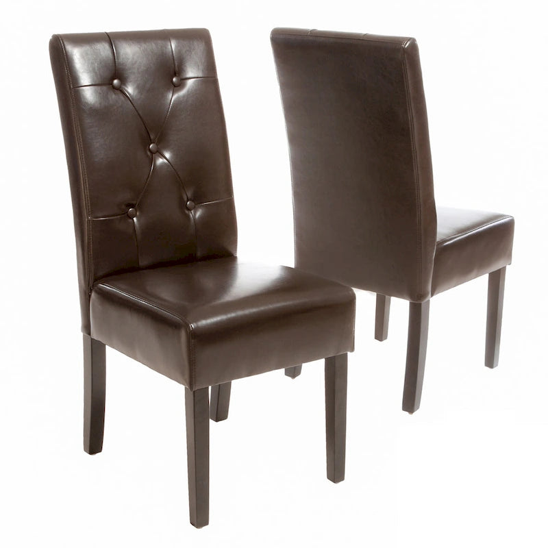 Chaises de salle à manger en similicuir (deux chaises par lot).