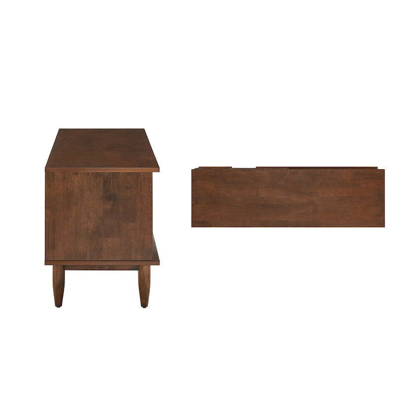 Meuble TV double tiroir en bois de style médiéval - 150 cm