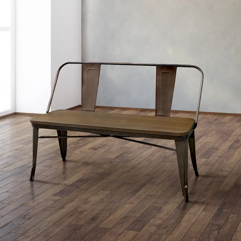 Banc de salle à manger avec dossier Rish Industrial Metal 47 po Furniture of America
