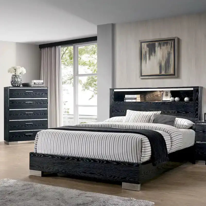 Ensemble lit de rangement deux pièces en bois massif et armoire haute modernes