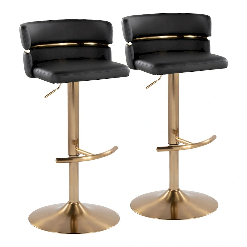 Tabourets de bar réglables avec repose-pieds arrondis en T (lot de 2)