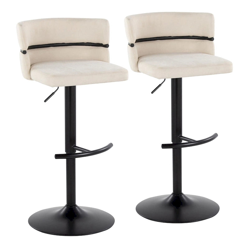 Tabourets de bar réglables avec repose-pieds arrondis en T (lot de 2)