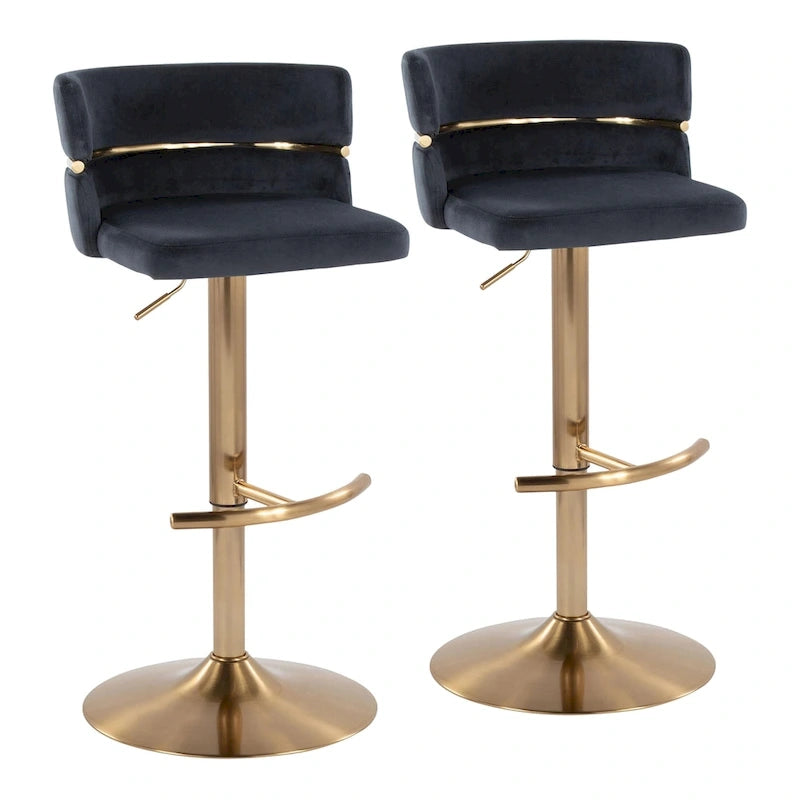 Tabourets de bar réglables avec repose-pieds arrondis en T (lot de 2)