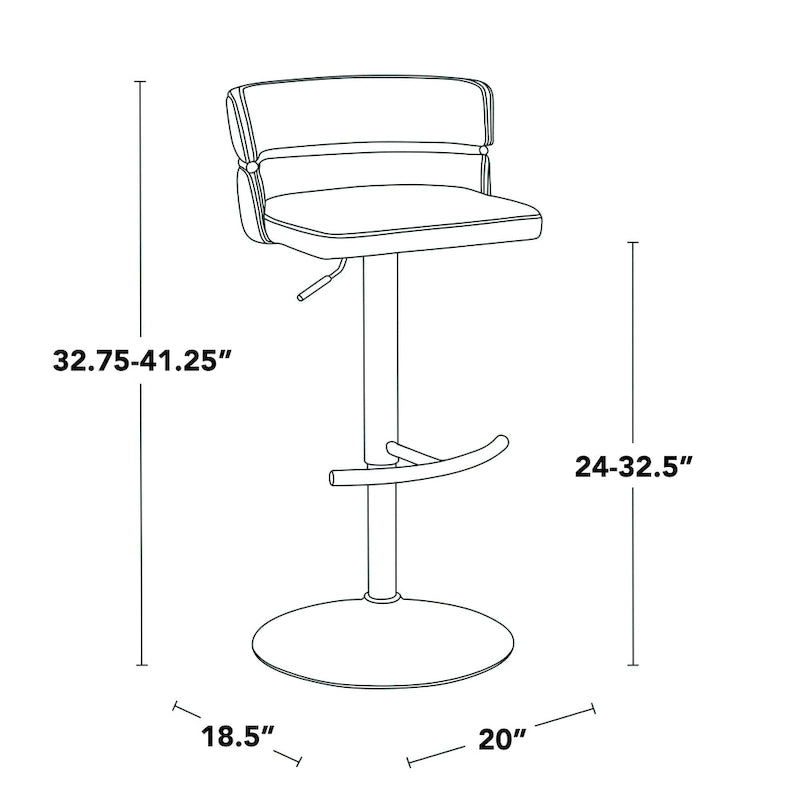Tabourets de bar réglables avec repose-pieds arrondis en T (lot de 2)