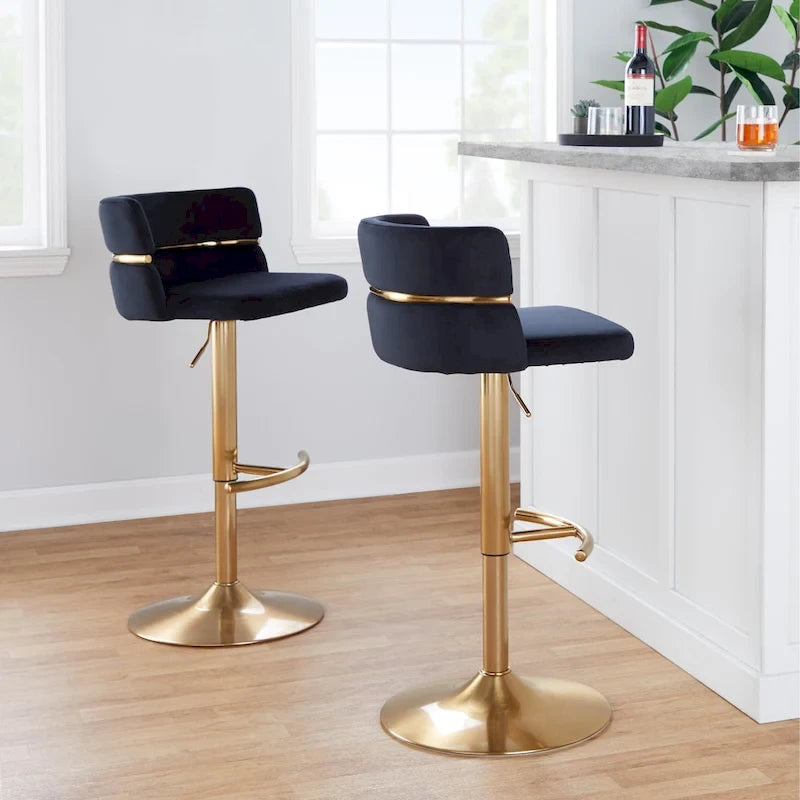 Tabourets de bar réglables avec repose-pieds arrondis en T (lot de 2)