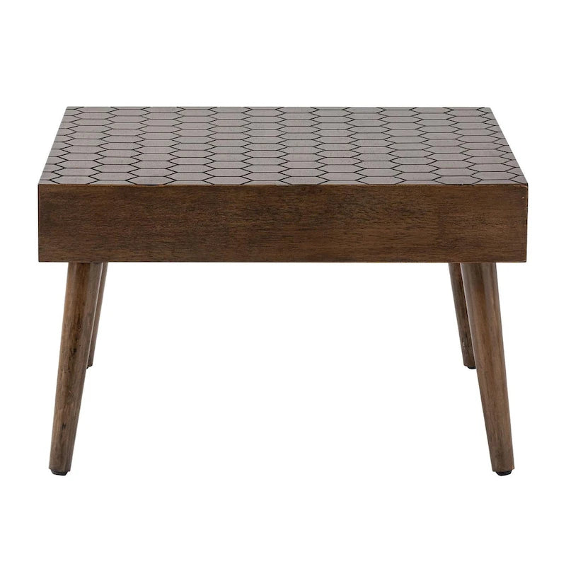 Table basse carrée en bois massif de style rustique, adaptée au salon - 61 cm de large x 61 cm de long x 38,9 cm de haut