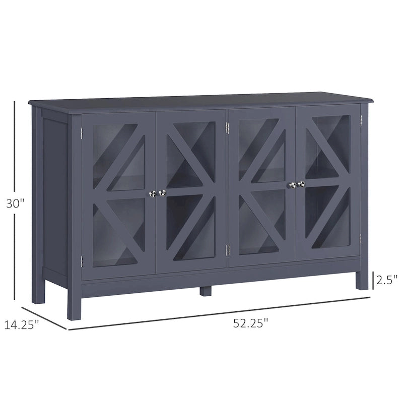 Bahut de cuisine avec étagères de rangement réglables pour les repas sous forme de buffet.