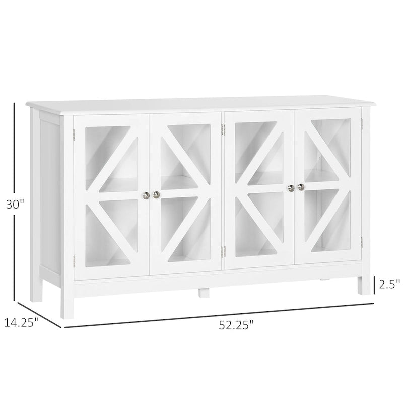 Bahut de cuisine avec étagères de rangement réglables pour les repas sous forme de buffet.