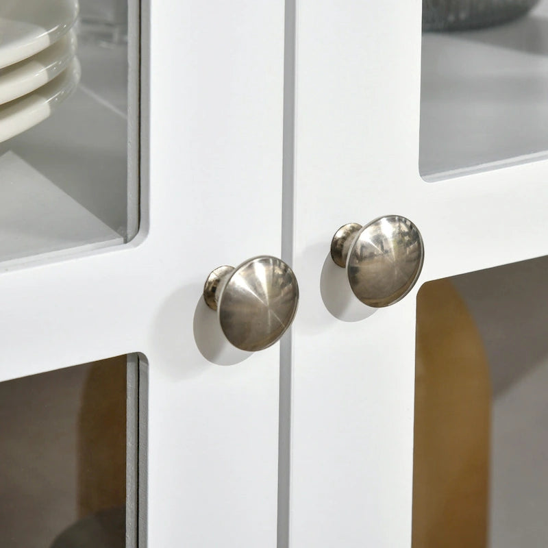 Bahut de cuisine avec étagères de rangement réglables pour les repas sous forme de buffet.