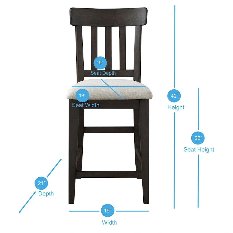 Comptoir de bar et ensemble table et chaises de salle à manger en cèdre foncé
