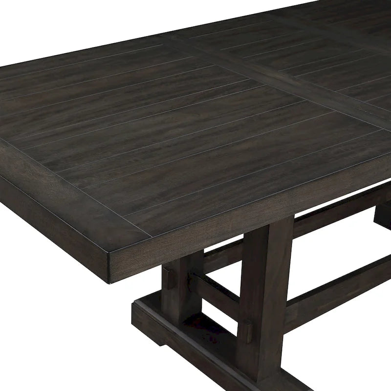 Comptoir de bar et ensemble table et chaises de salle à manger en cèdre foncé