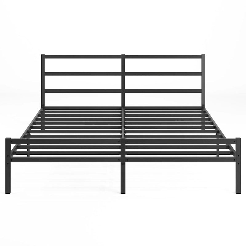 Lit double plate-forme en métal avec tête de lit