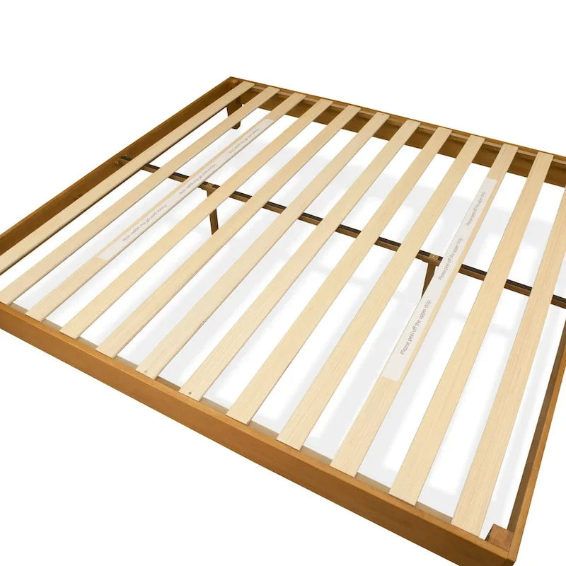 Cadre de lit plateforme king-size avec 4 pieds en bois massif et 2 pieds de support centraux supplémentaires (couleur du cadre en option)