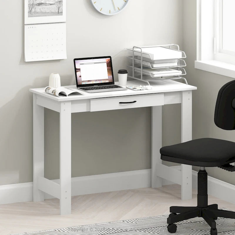 Furinno JAYA Bureau avec tiroirs, blanc