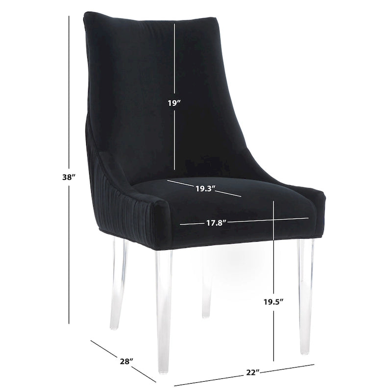 Chaise de salle à manger avec pieds en acrylique - 22 cm de large x 28 cm de profondeur x 38 cm de haut