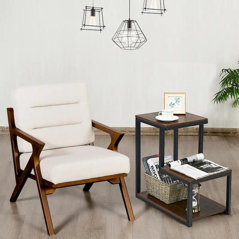 Table d'appoint à 3 niveaux / Table de chevet (avec étagère de rangement)