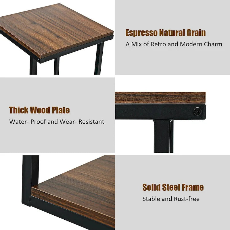 Table d'appoint à 3 niveaux / Table de chevet (avec étagère de rangement)