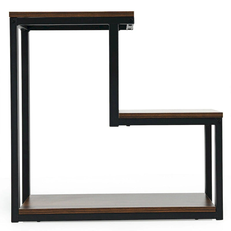 Table d'appoint à 3 niveaux / Table de chevet (avec étagère de rangement)