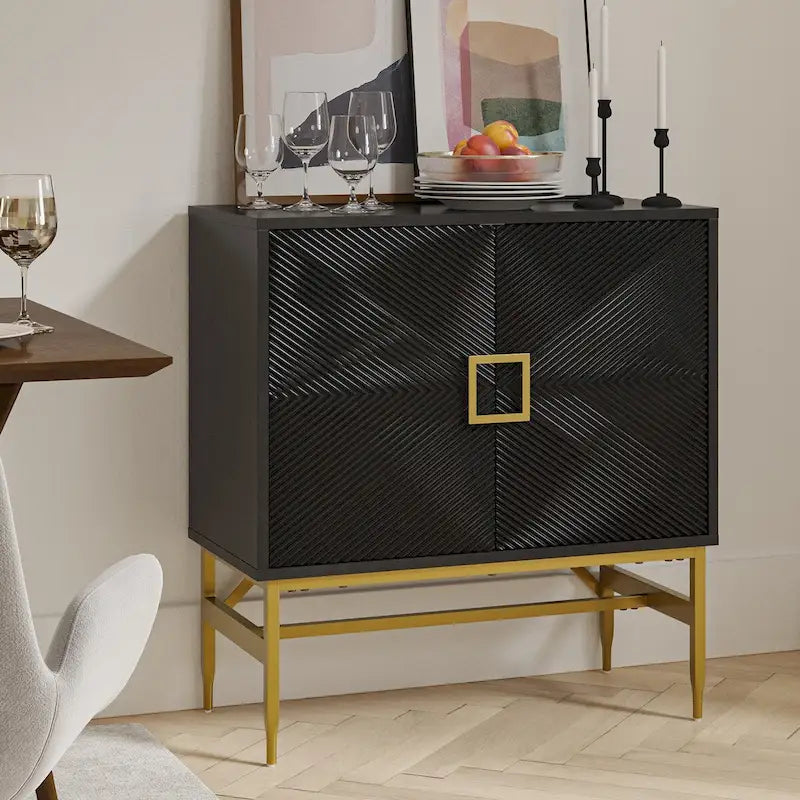 Meuble bas 2 portes de style moderne avec étagères réglables