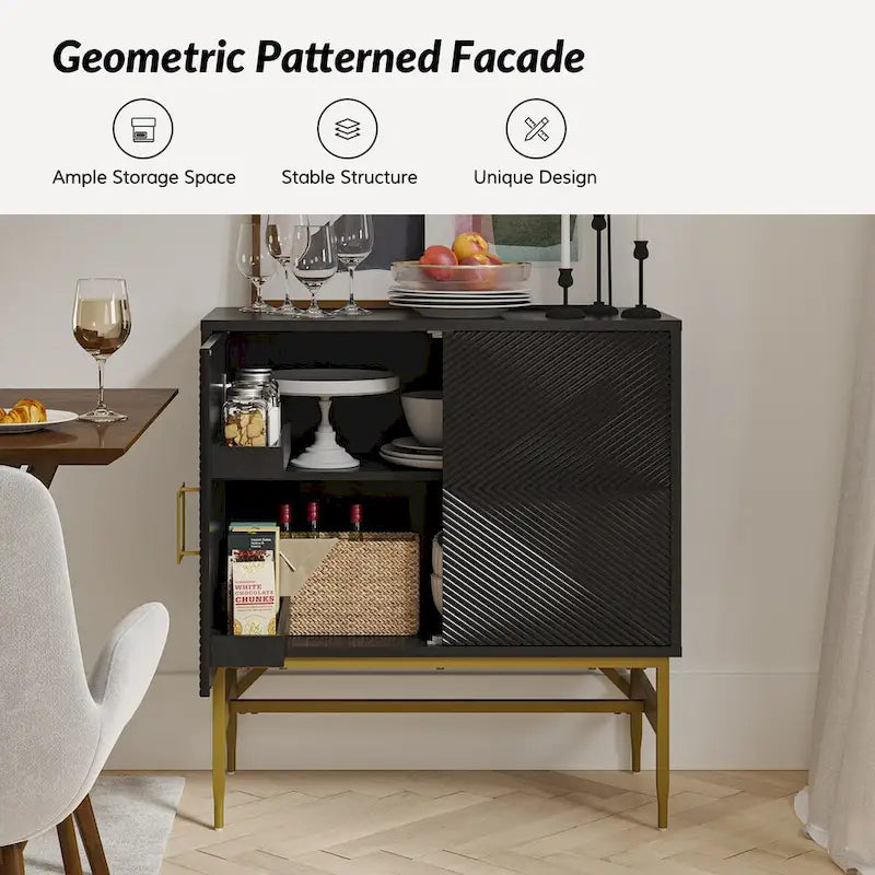 Meuble bas 2 portes de style moderne avec étagères réglables
