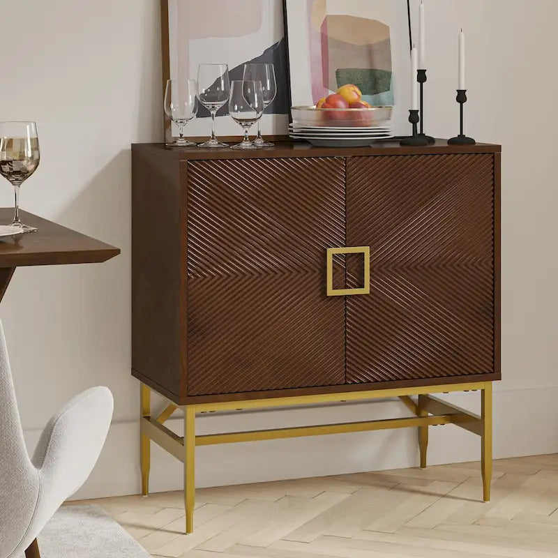 Meuble bas 2 portes de style moderne avec étagères réglables