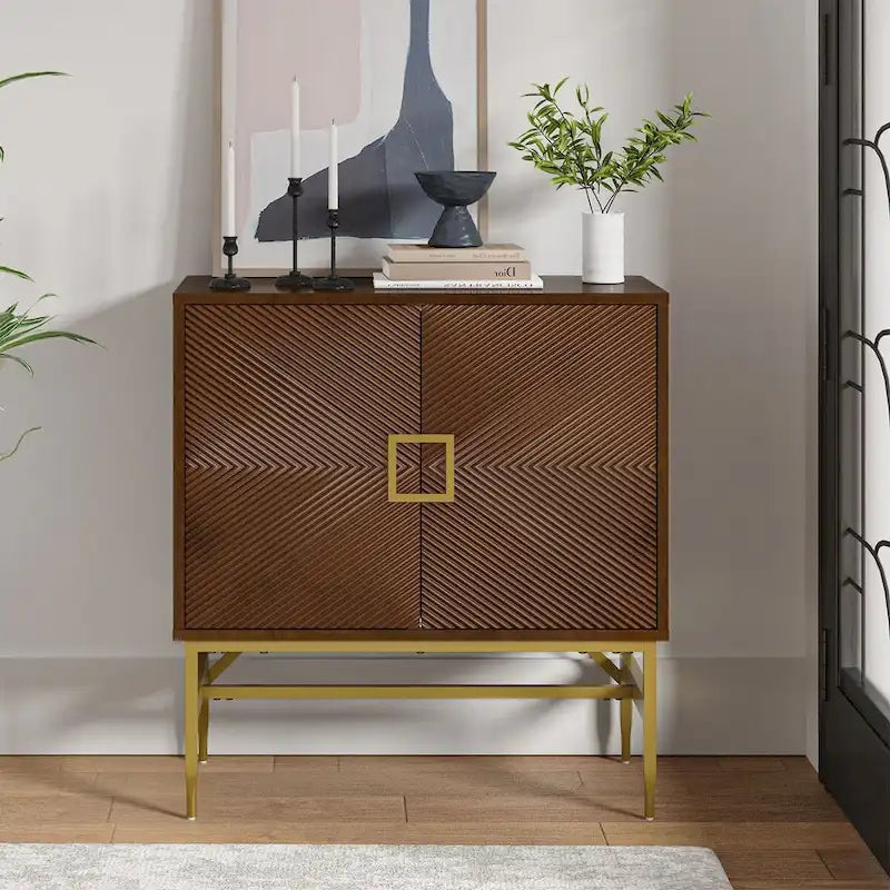 Meuble bas 2 portes de style moderne avec étagères réglables
