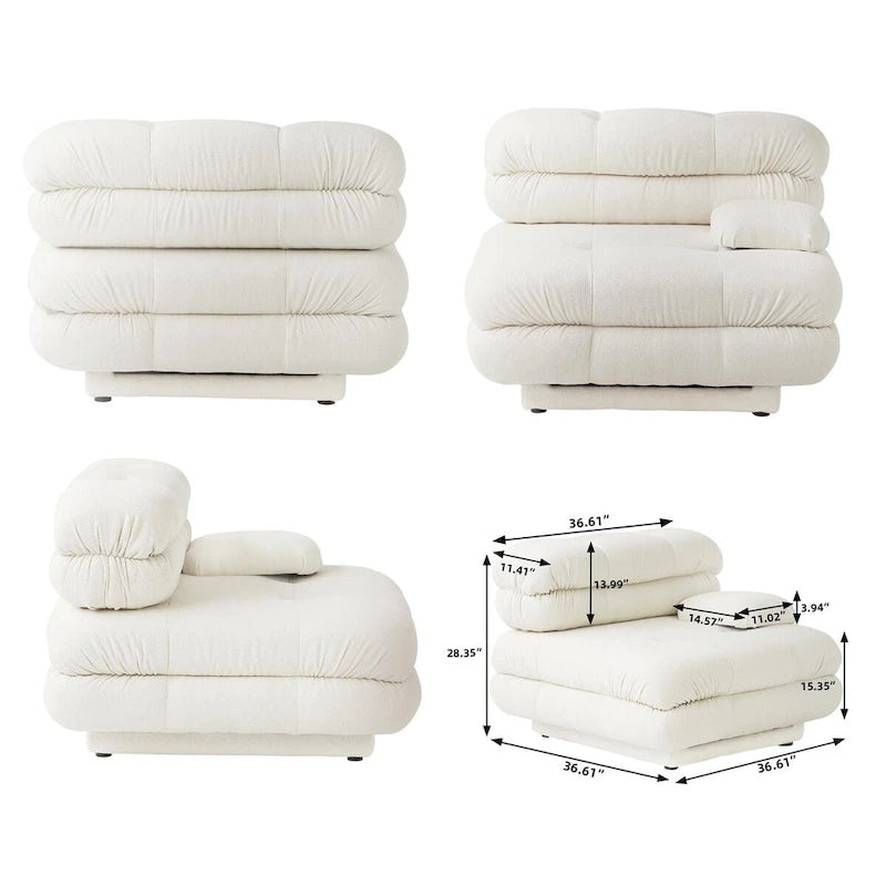 Canapé sectionnel modulaire convertible 146, canapé sectionnel de luxe moderne en forme de U à 6 places avec chaises longues et poufs pour salon