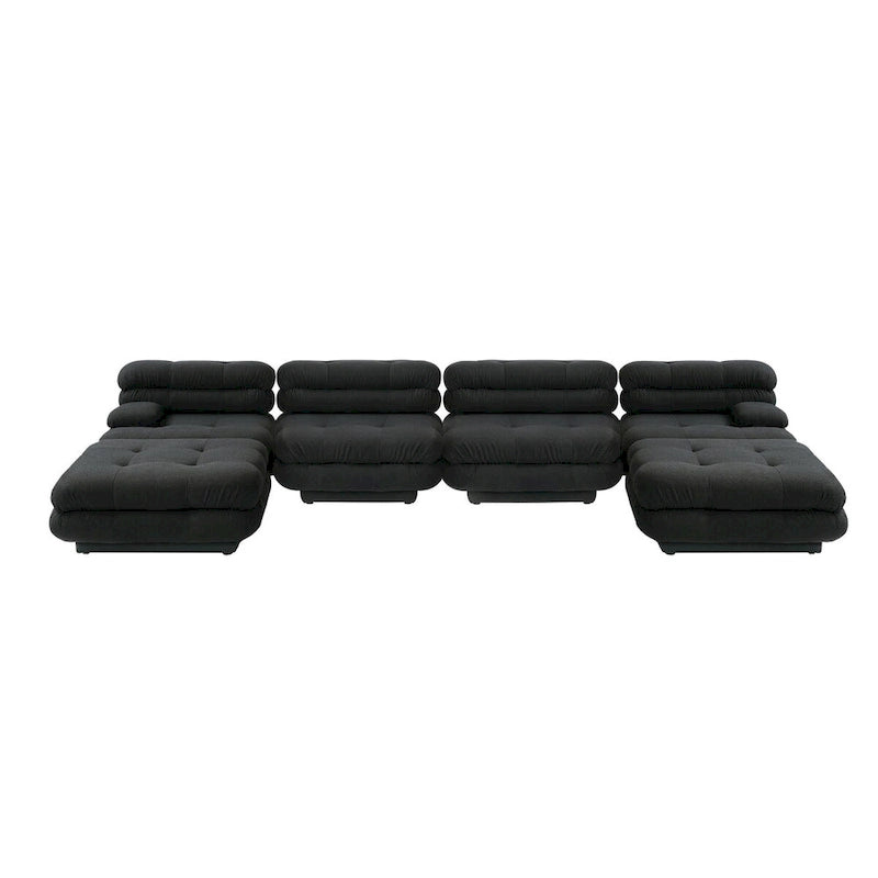 Canapé sectionnel modulaire convertible 146, canapé sectionnel de luxe moderne en forme de U à 6 places avec chaises longues et poufs pour salon