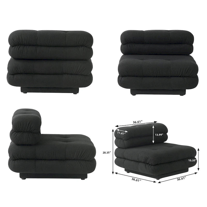 Canapé sectionnel modulaire convertible 146, canapé sectionnel de luxe moderne en forme de U à 6 places avec chaises longues et poufs pour salon
