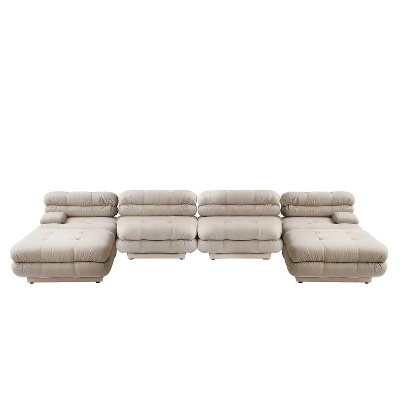 Canapé sectionnel modulaire convertible 146, canapé sectionnel de luxe moderne en forme de U à 6 places avec chaises longues et poufs pour salon