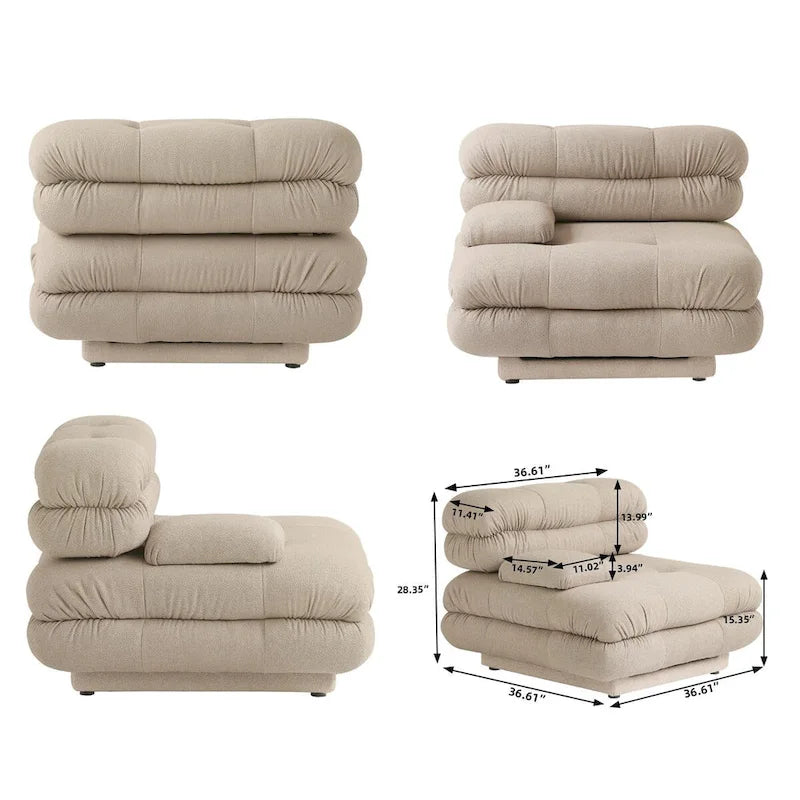 Canapé sectionnel modulaire convertible 146, canapé sectionnel de luxe moderne en forme de U à 6 places avec chaises longues et poufs pour salon