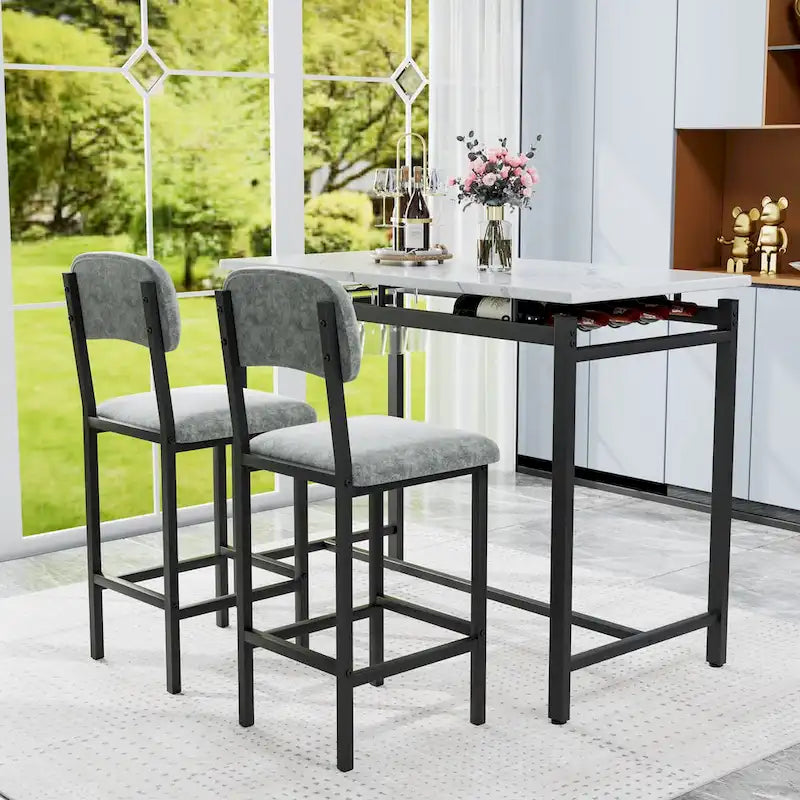 Ensemble table et chaises de cuisine pour 2 personnes, ensemble de 3 pièces avec 2 chaises, ensemble de bar pour petits espaces, petit-déjeuner, pub