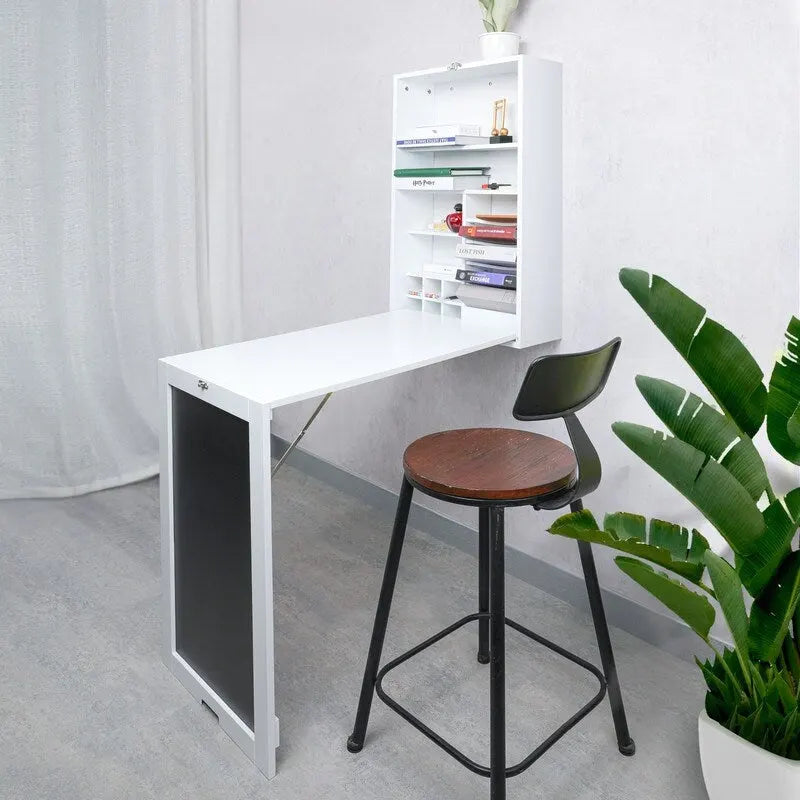 Bureau pliant et meuble avec tableau noir, blanc