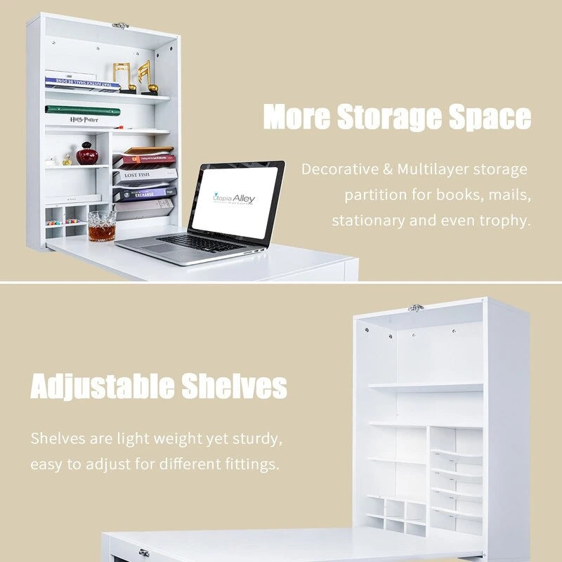 Bureau pliant et meuble avec tableau noir, blanc
