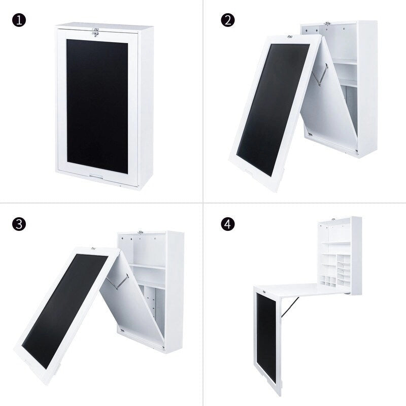 Bureau pliant et meuble avec tableau noir, blanc