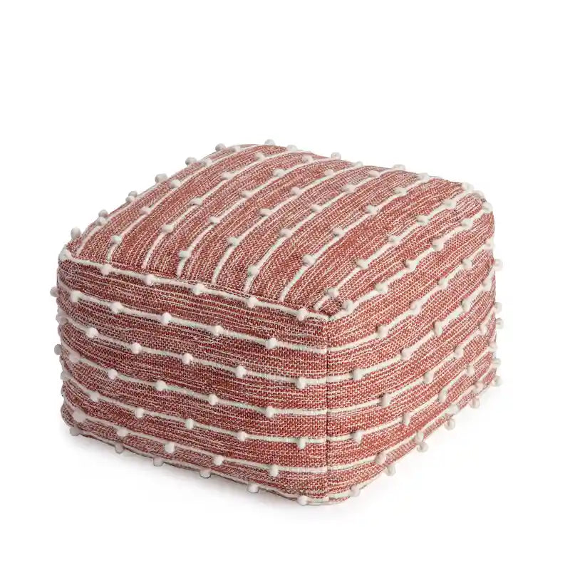 Pouf carré doux de 56 cm — Repose-pieds tissé à la main, adapté aux salons, chambres, chambres de bébé et chambres d'enfants