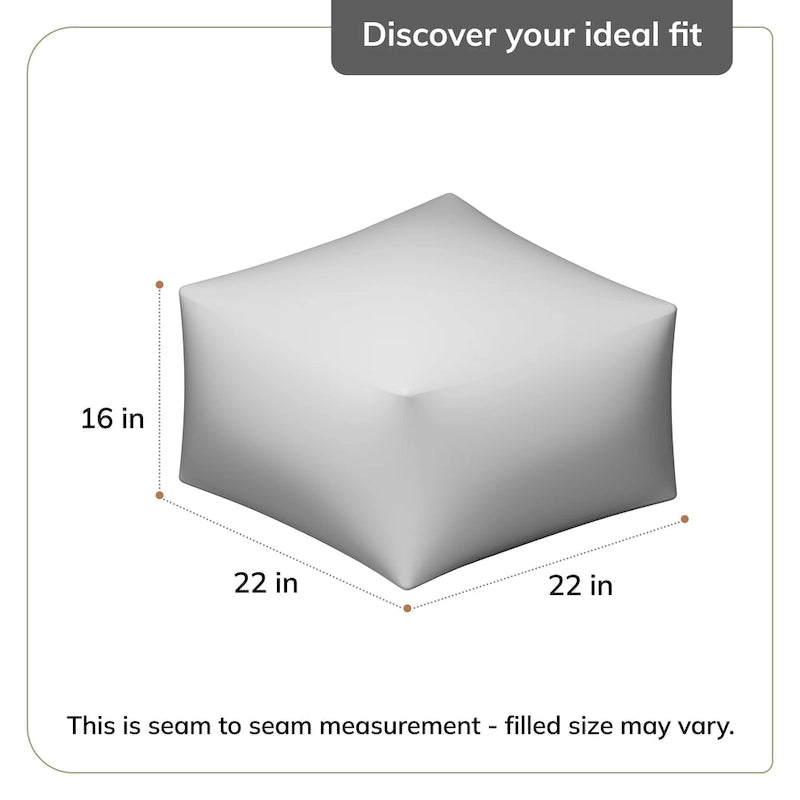 Pouf carré doux de 56 cm — Repose-pieds tissé à la main, adapté aux salons, chambres, chambres de bébé et chambres d'enfants