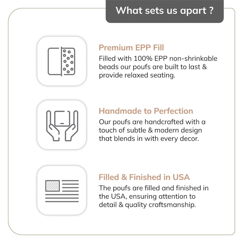 Pouf carré doux de 56 cm — Repose-pieds tissé à la main, adapté aux salons, chambres, chambres de bébé et chambres d'enfants