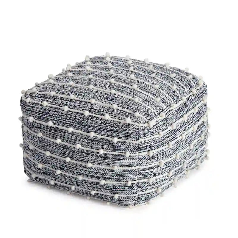 Pouf carré doux de 56 cm — Repose-pieds tissé à la main, adapté aux salons, chambres, chambres de bébé et chambres d'enfants