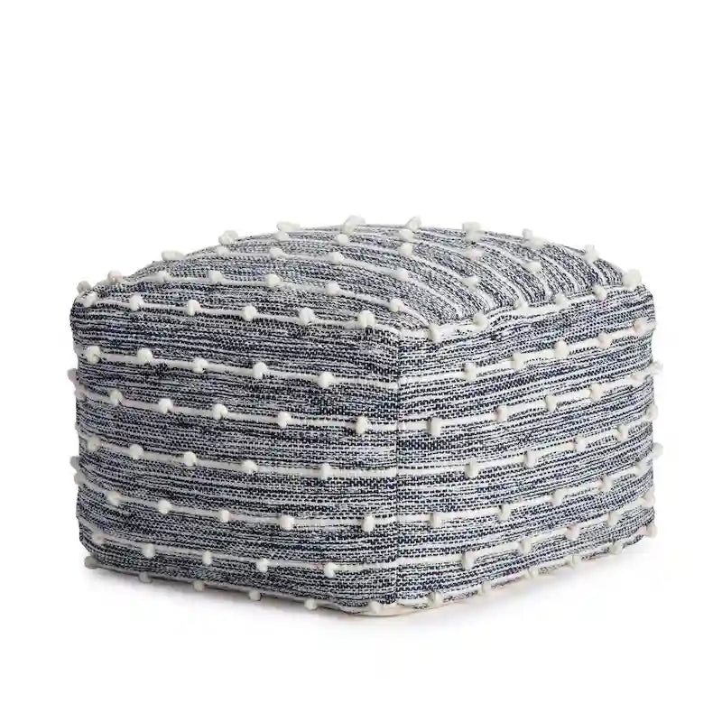 Pouf carré doux de 56 cm — Repose-pieds tissé à la main, adapté aux salons, chambres, chambres de bébé et chambres d'enfants