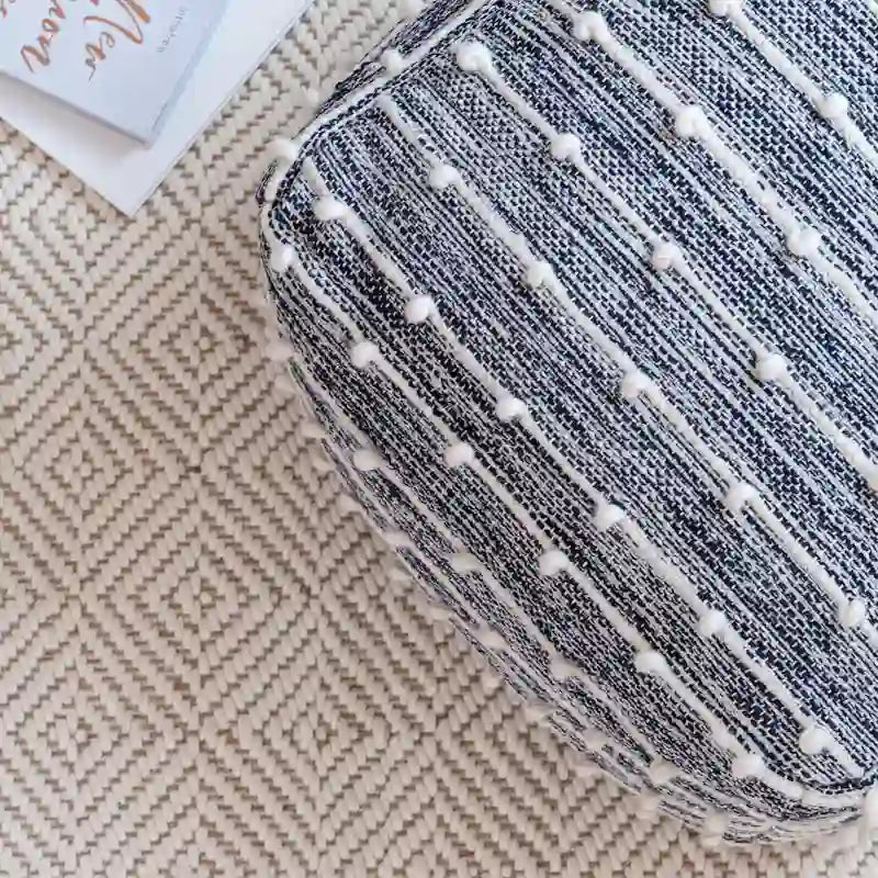 Pouf carré doux de 56 cm — Repose-pieds tissé à la main, adapté aux salons, chambres, chambres de bébé et chambres d'enfants