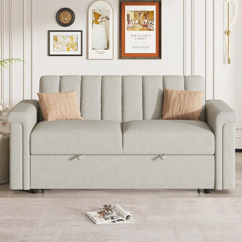 Canapé convertible capitonné avec couchage escamotable