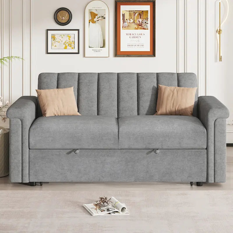 Canapé convertible capitonné avec couchage escamotable