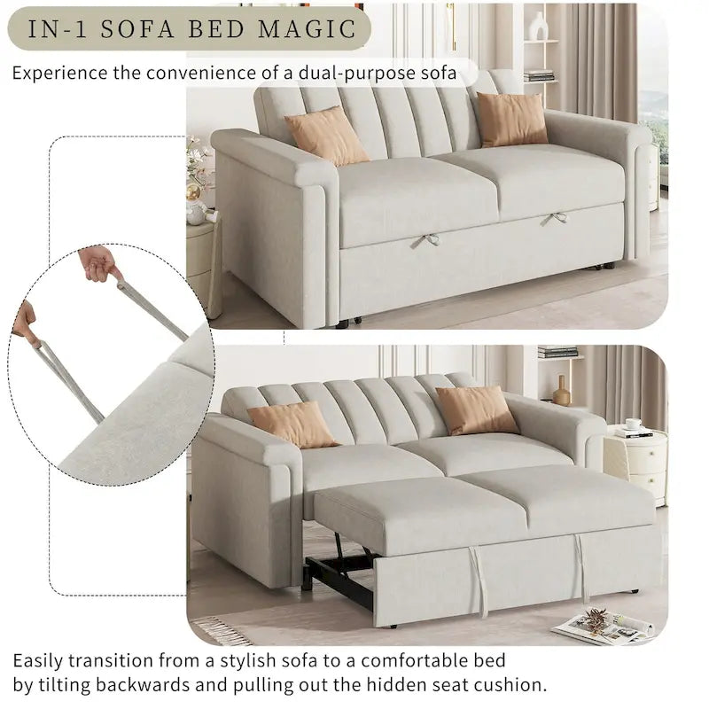 Canapé convertible capitonné avec couchage escamotable
